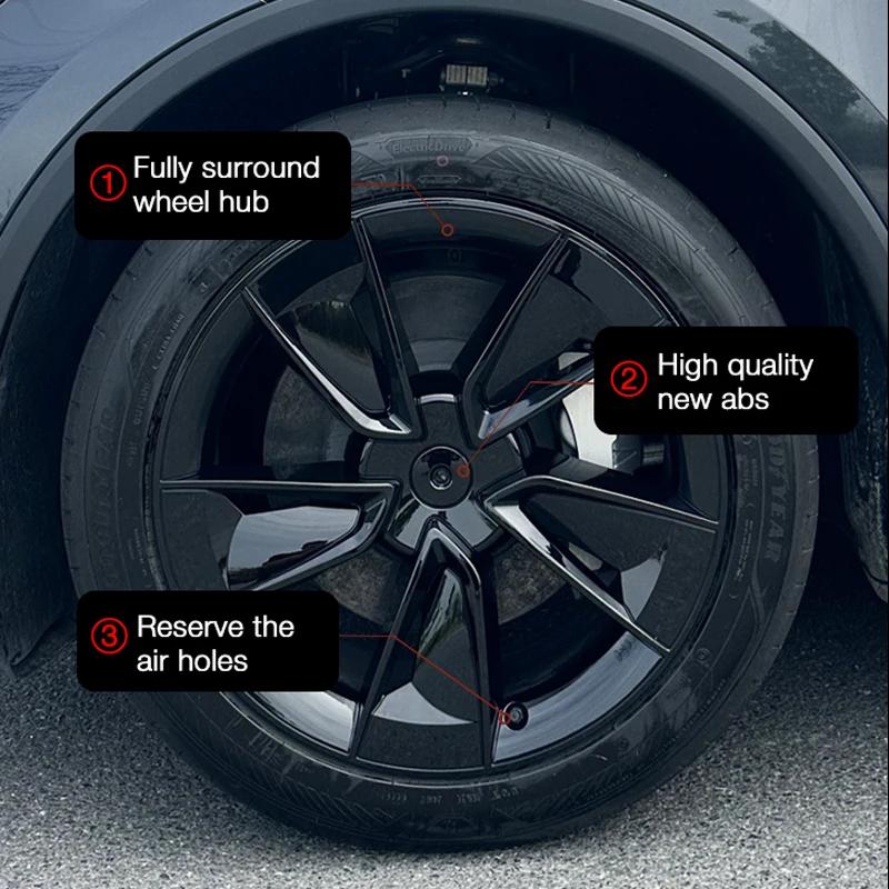 4PCS Hub Cap for Tesla Model Y Juniper 19-Inch 2025 Performance for Crossflow Wheel Cover Automobile Hubcap Full Rim Accessories