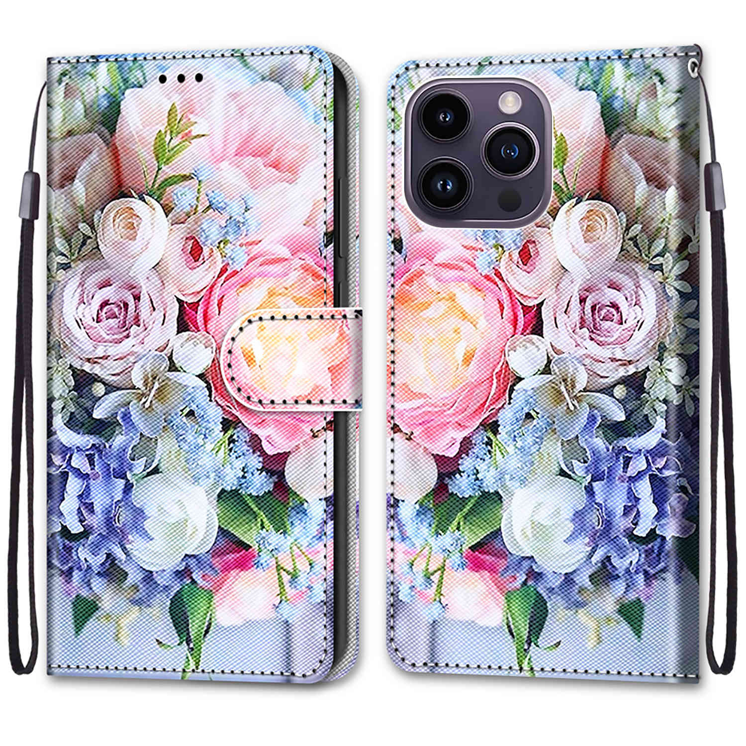 

Розкішний розписний шкіряний чохол Wallet Book Style Protective Cover для iPhone 16 15 14 13 12 Pro Max 15Pro 16Pro iPhone11 iPhone 16