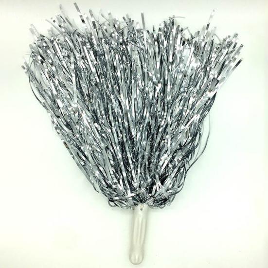 2 Stück Cheerleader-Pompons mit Kunststoffgriff, bunte Metallic-Folien-Pompons für Cheerleader, temperamentvolle Sport-Tanz-Aufmunterungs-Requisiten für Frauen