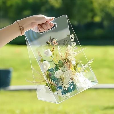 Handheld Geschenkbox Hochwertige Transparente Box Valentinstag Ewige Blume Verpackungsbox Geburtstagsgeschenk Handgehaltene Blumenbox