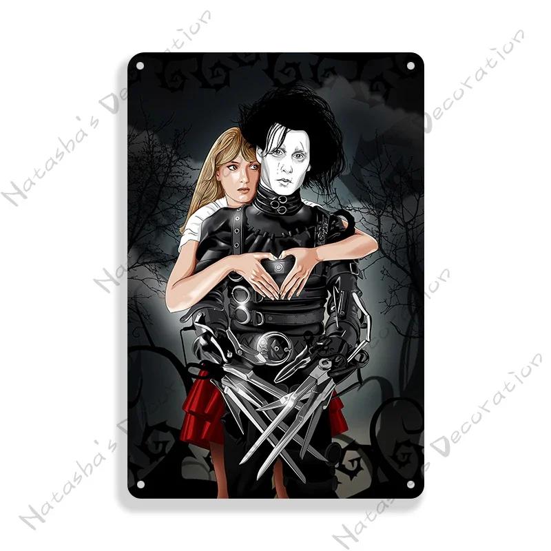 Edward Scissorhands Old Movie Metal Poster Decorative Plate Bar Wall Metal Tin Sign Metal Signs Home Wall PlatePlaque