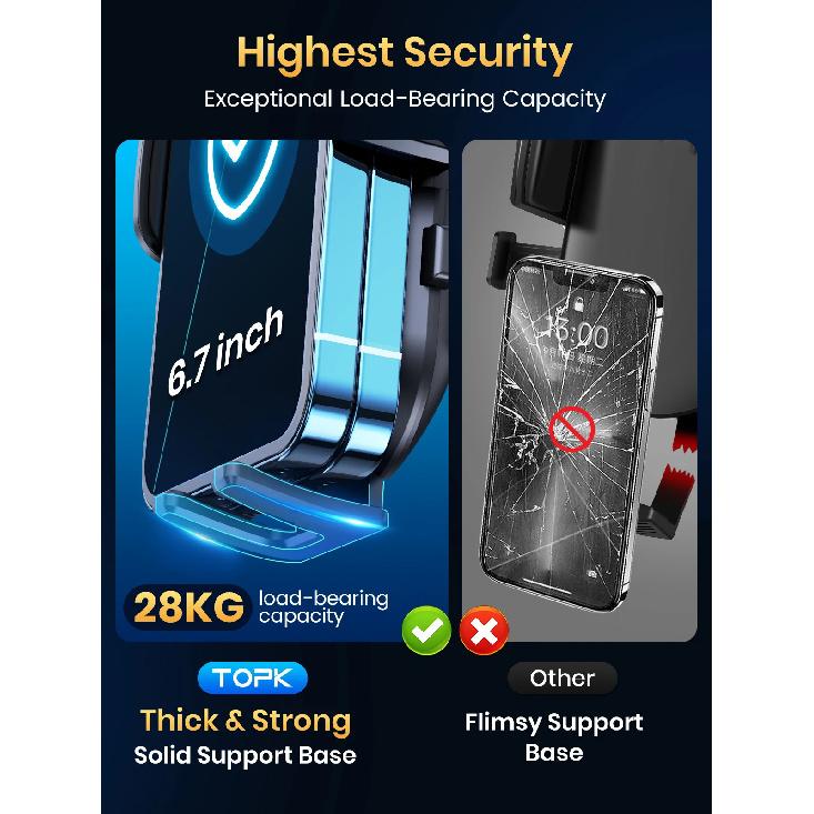 TOPK Verbessertes Hakenclip Auto Halterung FÜR Handy, Lüftungsschlitz Universelle Halterung, Super Stabile Passform für iPhone LKW Smartphones