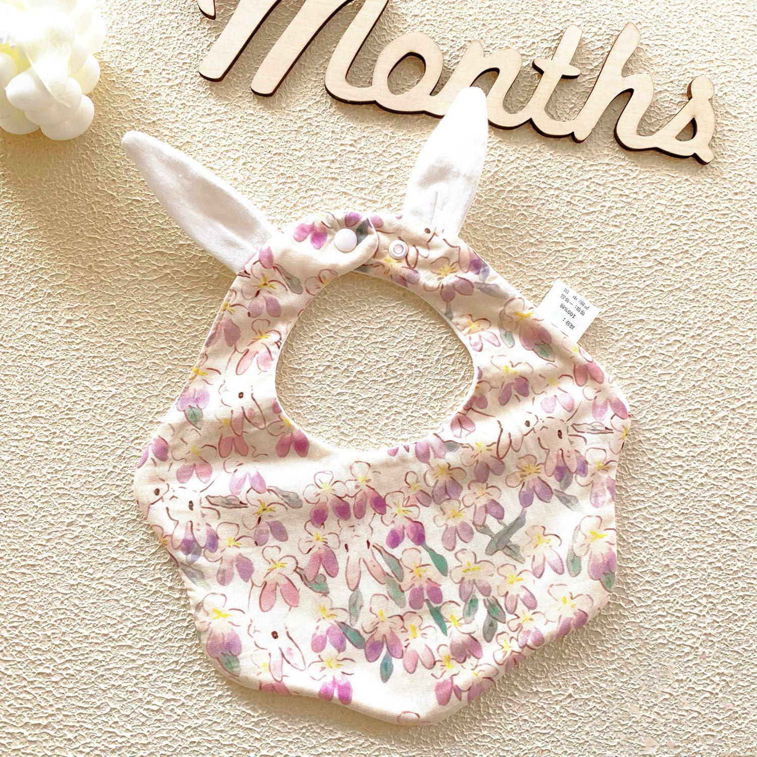 Ins-Style Korean Cotton Baby Bib with Waterproof Petal Design