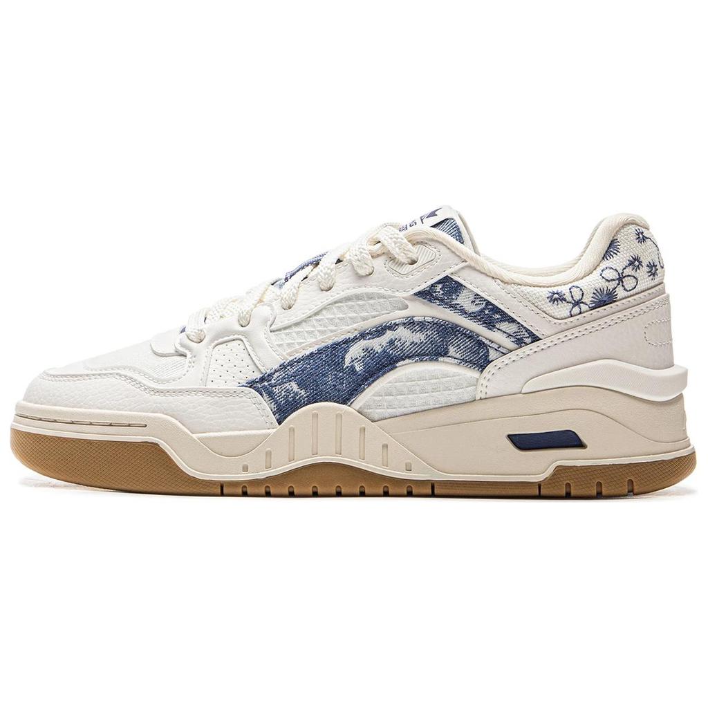 New LiNing Moon White 2.0 Slip Resistant, Abrasion Resistant, Breathable Low Top Skateboard Shoes Women's Beige Blue AGCU276-13