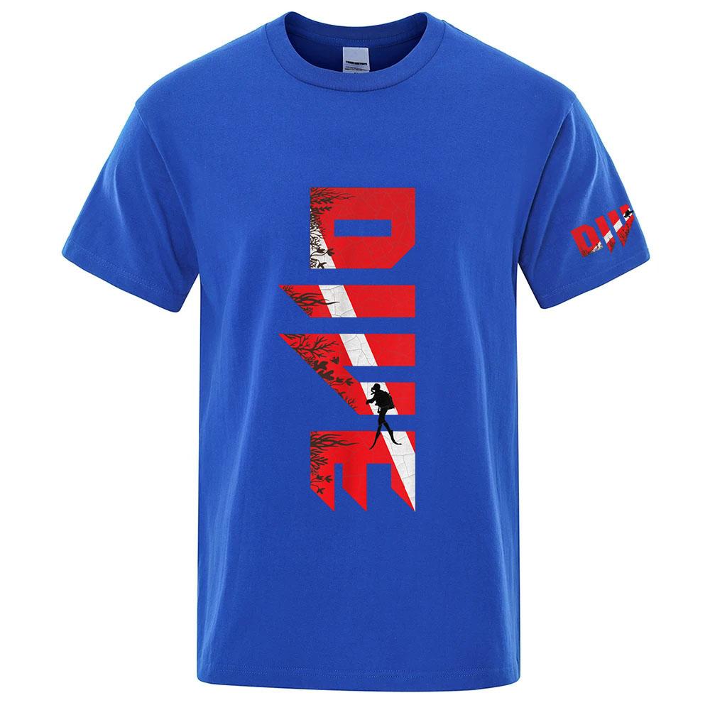 2025 Scuba Diving Diver Down Flag Print New Unisexs Summer Round Neck Ordinary Short Sleeve Tshirt Good Quality Comfortable Tops