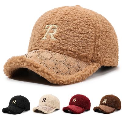 Autumn and Winter Letters Simple Thickened Plush Hat Men's and Women's Thermal Cap Fashionable Winter Baseball Cap