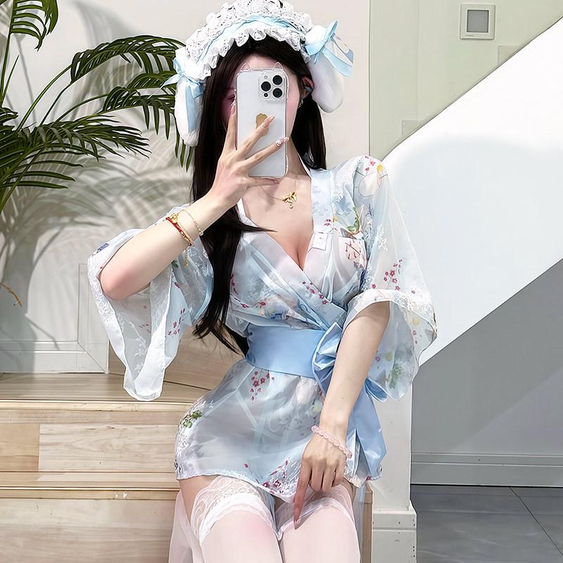 Sexy pajamas plus size Japanese kimono suit small chest erotic underwear seduction flirting hot bed passion uniform