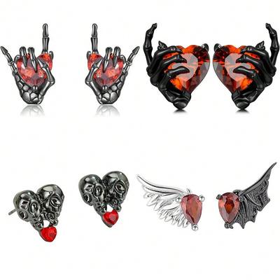 1 Paar/4 Paare Kreative Mode Oster Halloween Handfläche Herz Ohrringe Schädel Engelsflügel Ohrringe
