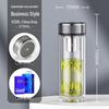 WANXIANG Double-Layer Portable Glass Water Bottle