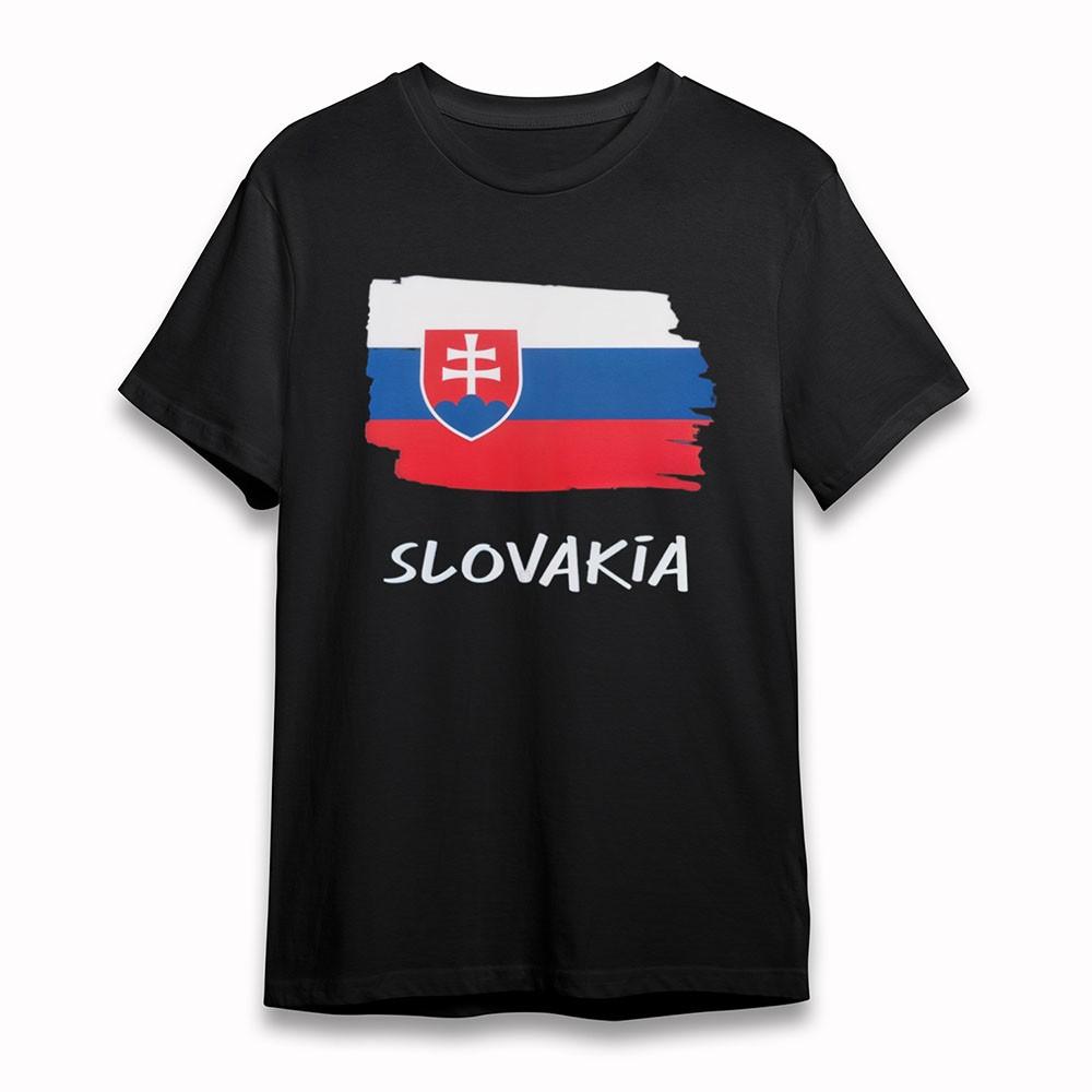 

Women s Oversize T-Shirt Slovakia Shield Cross Flag Tee Short Cotton Tee Black 4XL