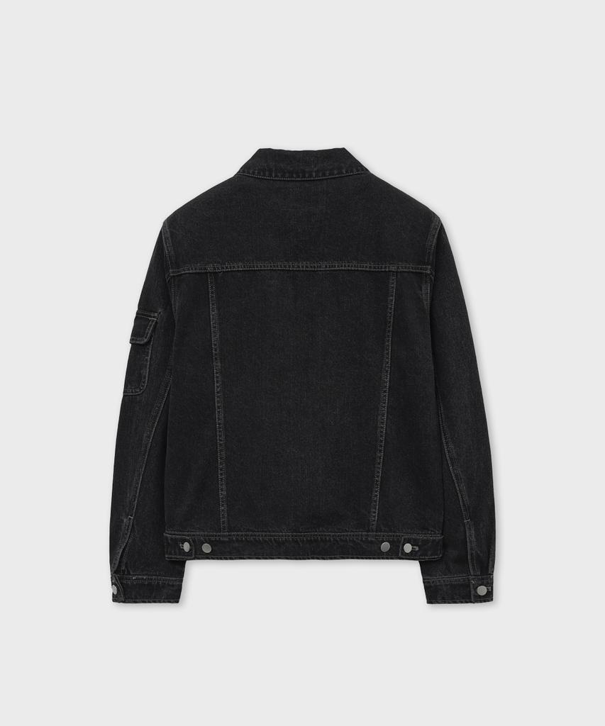 Intempomood Over-Shoulder Washed Denim Jacket_Black