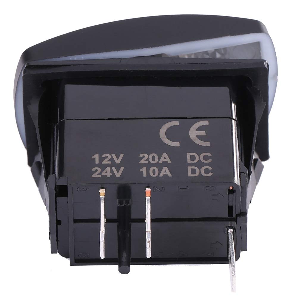 12V-24V Pin Rocker Toggle with LED Light, Horn Pattern, Black, for Car RV Boat Marine, 20A