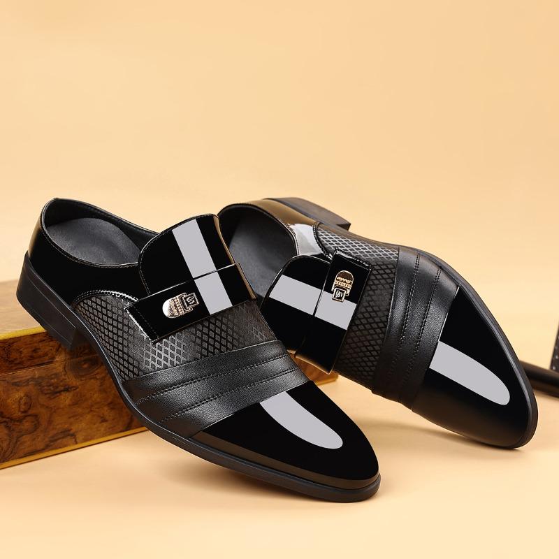 Men Shoes Fashion Baotou Half Slippers High-end Business Dress Leather Shoe Pointe Half Slippers Brock Slipper Moccasins Loafers