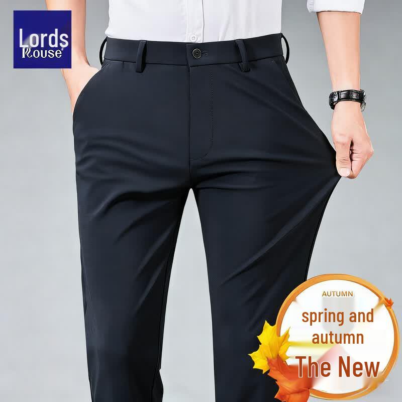 Luozi Men's Elastic Straight Casual Business Pants