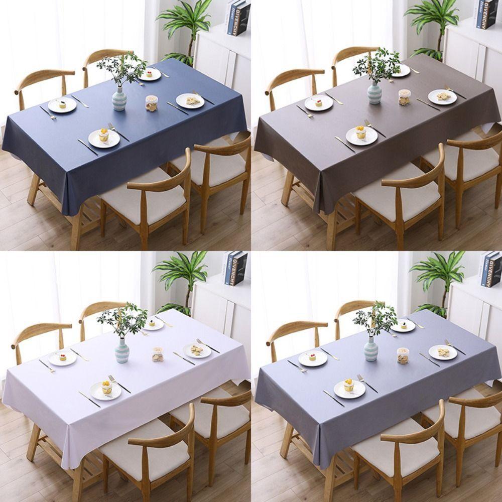 Durable Solid Color PVC Tablecloth Thickened Waterproof Square Table Cover Oil Proof Anti-scalding Table Cloth Table