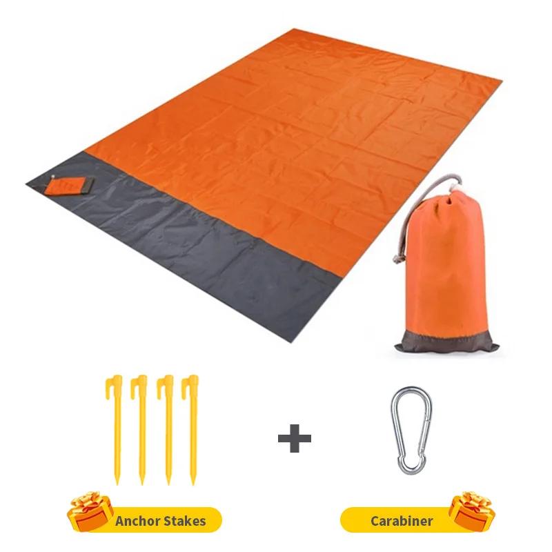 

Waterproof Pocket Beach Mat 2X1.4M Sandproof Beach Blanket Portable Lightweight Picnic Blanket Camping Mat for Travel Hiking Sp оранжевый