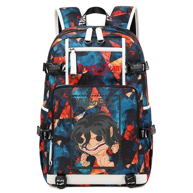 Attack On Titan Anime Print Student Backpack Large Capacity Casual Daypack for Boys Girls School Travel