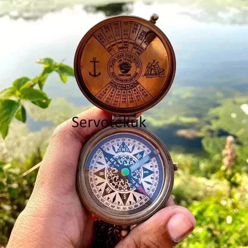 

Антична латунь Зроблено для королівського флоту латунь античний компас коричневий