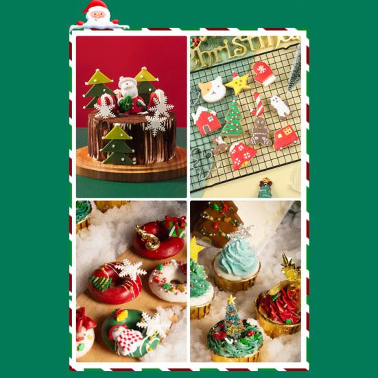 5Pcs Christmas Cookie Cutters Set Santa Tree Snowflake Gingerbread Men Snowman Shape Cookie Molds Reusable Baking Tool for Home Kitchen Bakery