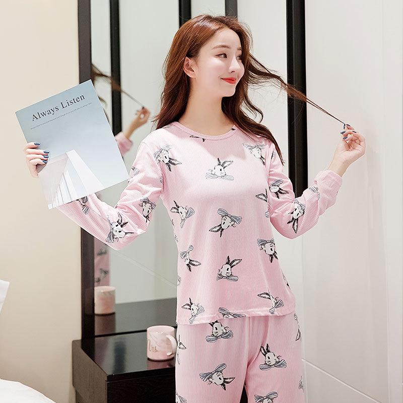 Cute rabbit pajamas female cute fun cartoon long-sleeved loungewear plus size casual wear suit