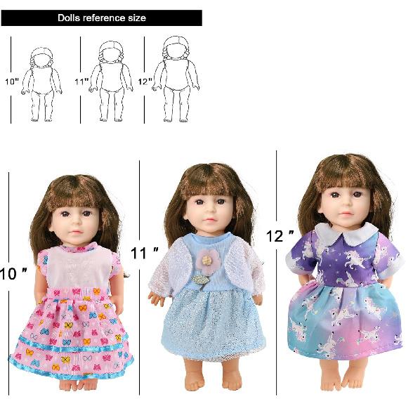 Girl Doll Clothes,12 Sets Doll Clothes Dress for 12 13 14 Inch Dolls, Lovely Baby Doll Outfits Accessories for Christmas Birthday for Little Girl