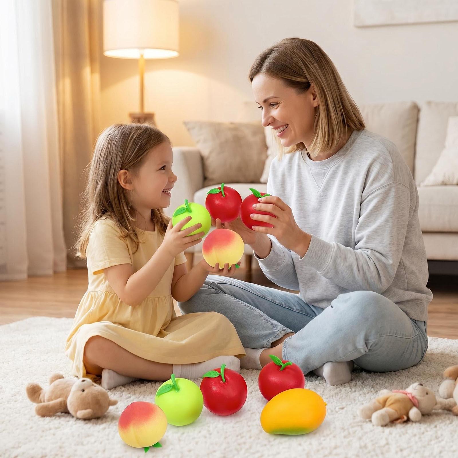 

Fruit Squeeze Stress Relief Toys 6 Pack Slow Rising Soft Squishy Fruit Shapes Set for Sensory Play and Anxiety Reduction One Size