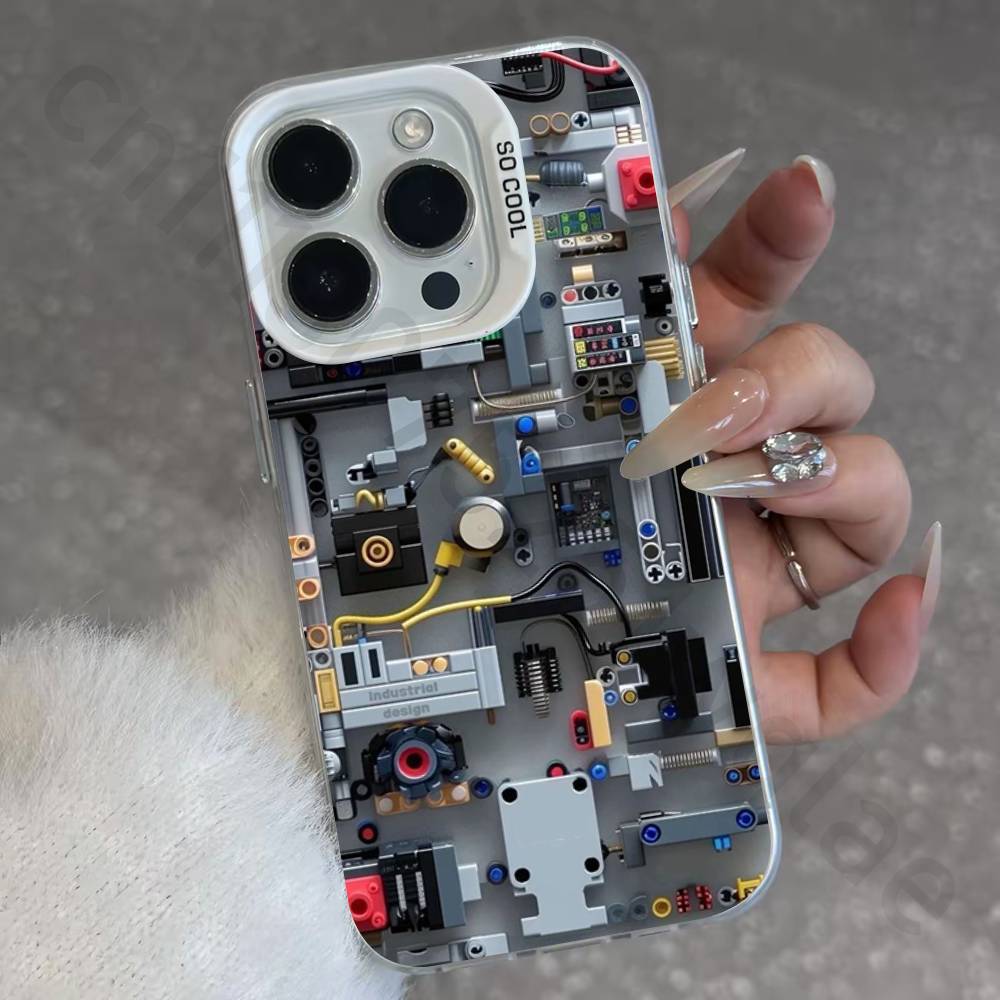 Creative Circuit Board IMD Case for iPhone 17 16 15 14 13 12 11 Pro Max air plus Shockproof Plating Matte TPU Funda