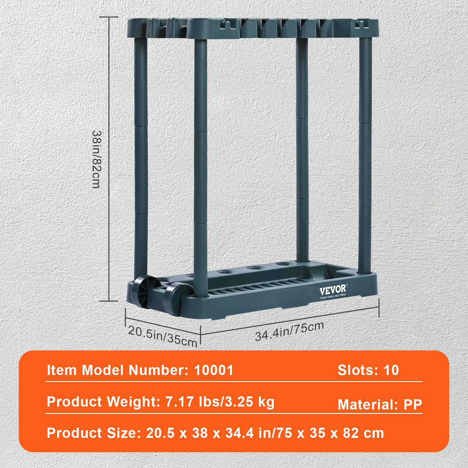 

SucceBuy Органайзер для садовых инструментов с 10 слотами, стойка-держатель для хранения инструментов с длинными ручками/граблей/метел для организации гаража