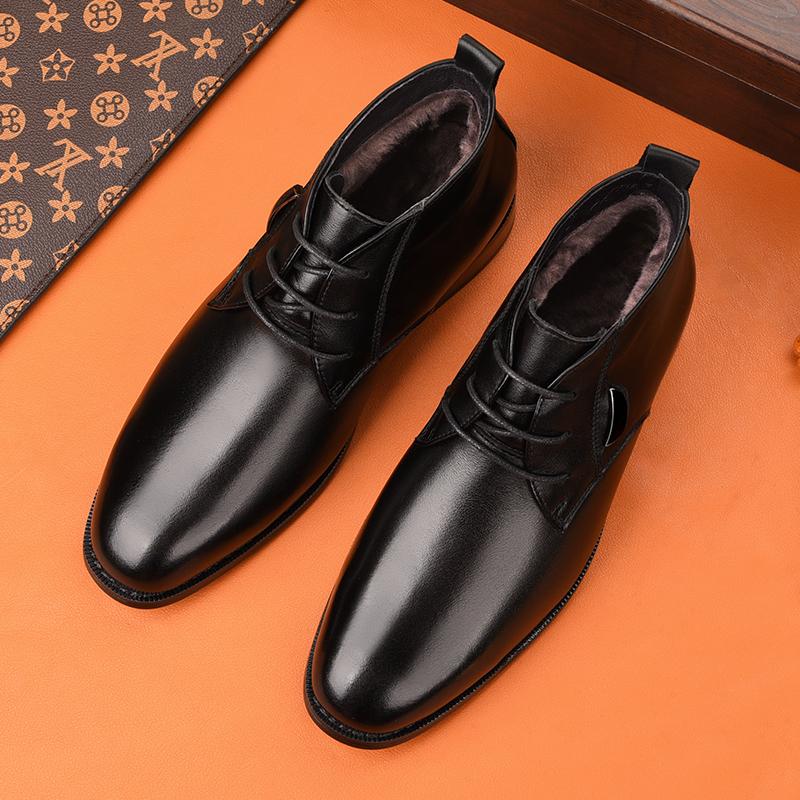 Top Quality All-match Men Ankle Boots Genuine Leather High Top Business Shoes Luxury Brand Smart Formal Dress Shoes Walk Botas