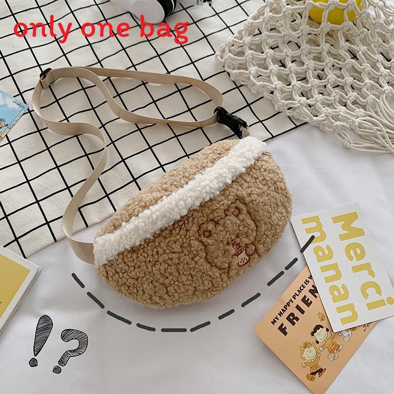 Plush Cartoon Shoulder Bag For Women With Embroidery And Phone Pocket