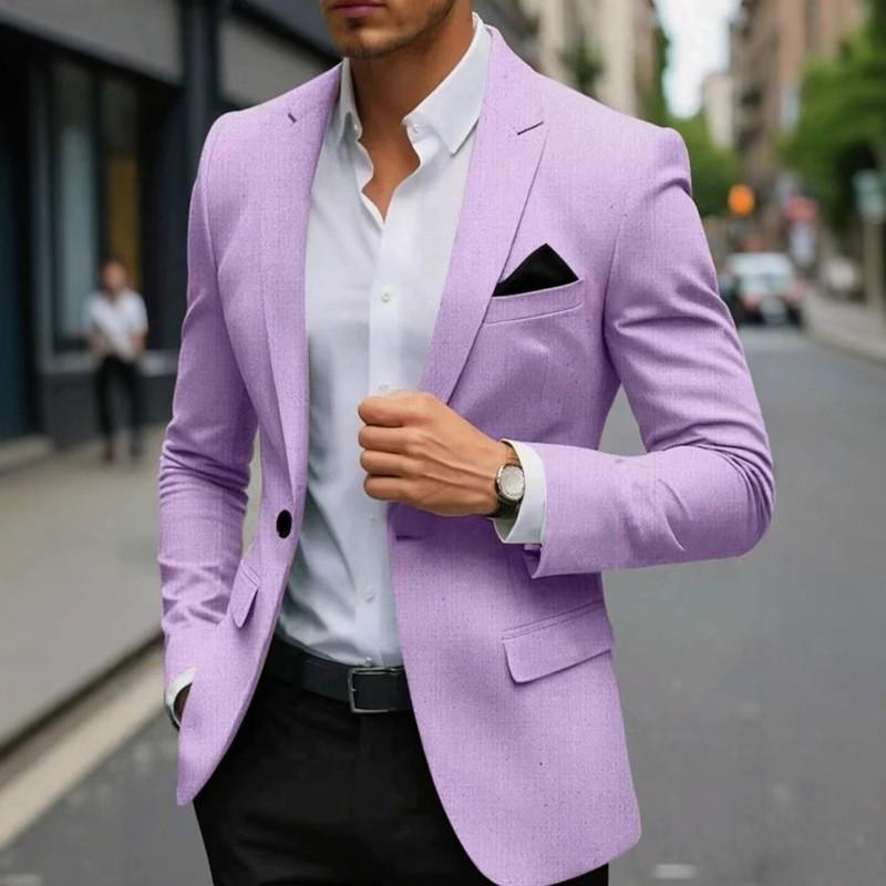 Modische und lässige Herren einfarbige Büro-Sportjacke mit langen Ärmeln im Knopfstil