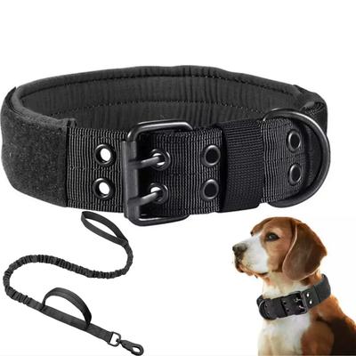 Collare tattico regolabile per cani, resistente, con doppia fibbia, guinzaglio e collare da addestramento per Pastori Tedeschi, accessori per cani di taglia grande e media