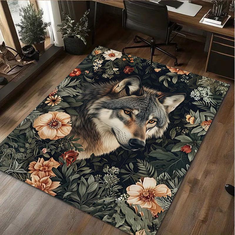 1Pc Animal Flowers Print Rug - Home Decoration Carpet For Living Room Bedroom Flooring Computer Chair Area Rug