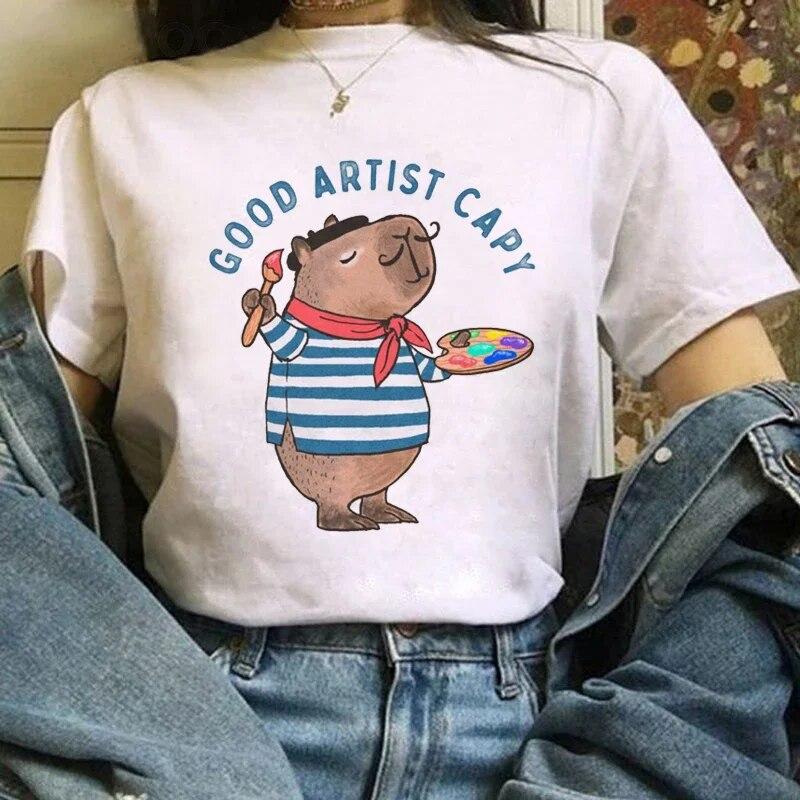 T-Shirt WoUnisex Cute Dinosaur Print T-Shirt Summer Short Sleeve Clothing Fun Versatile Pattern T-Shirt Fashion WoUnisex Top.