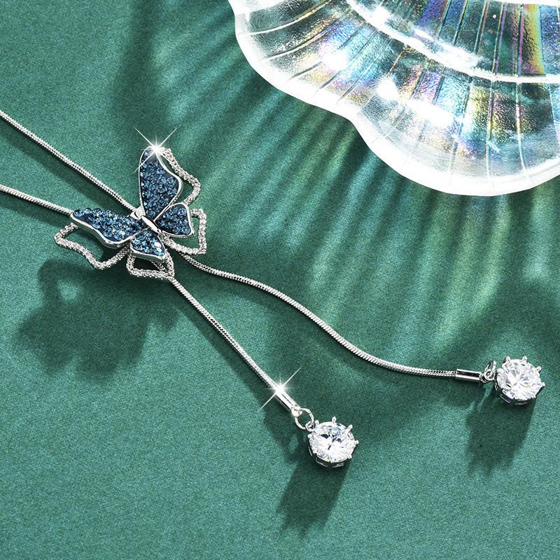 Butterfly Pendant Necklace Alloy Snake Chain Gift For Women And Men