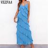 Women's Fashion Summer Spring Solid Color Print Sleeveless V-Neck High Waist Casual Dresses