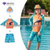 Boys' Long Sleeve Sun Protection Quick Dry Two-Piece Swimsuit Set, Sizes Small To Large