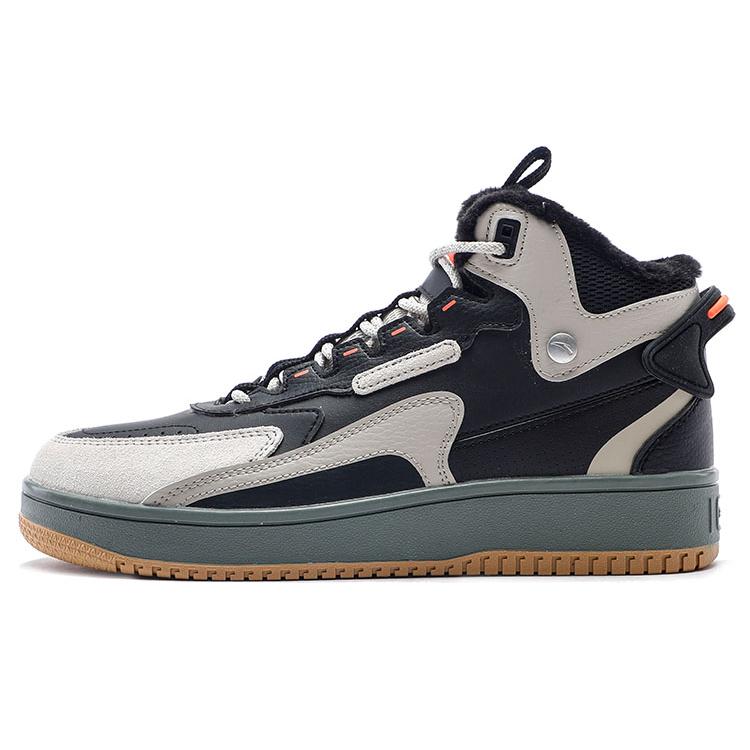 Anta Life Collection Fleece lined High top Skateboard Shoes Men's Gray Black 912148913-1