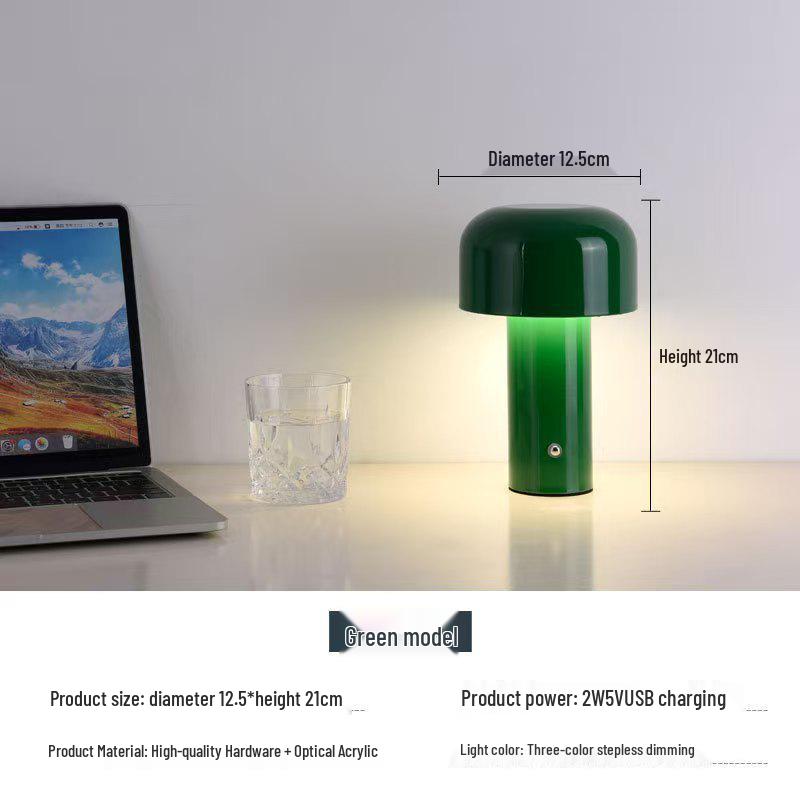 Italian Mushroom Table Lamp: Nordic Rechargeable Night Light for Restaurant, Bar, or Bedside Atmosphere.