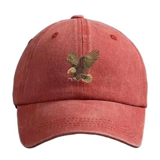 Embroidery Eagle Pattern Baseball Hat, Adjustable Back Buckle Retro Distressed Style Baseball Cap, Washed Cotton Fabric Outdoor Sunshade Cap