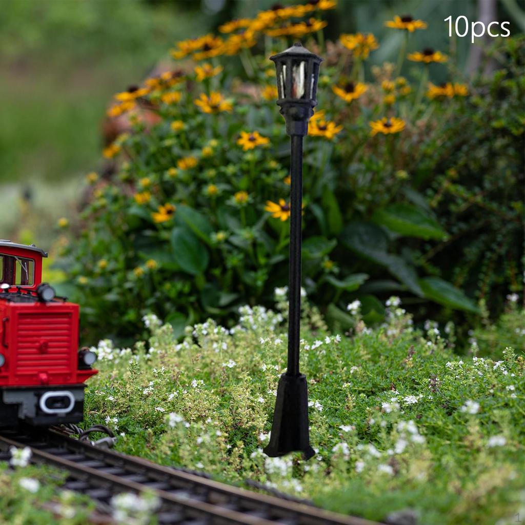 10 Pieces Lamppost Lamps, HO Scale, Miniature Landscape, Path Building Layout, Garden Model