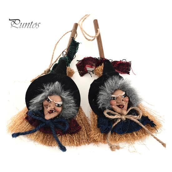 Halloween Witch Pendant Hanging Laughing Witch Broom Decoration Festival Home Decor Party Supply for Spooky Atmosphere