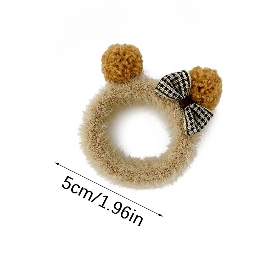 9pcs Autumn Winter Plush Teddy Furball Bow Hair Loop Hair Accessories Are Suitable for Women To Wear