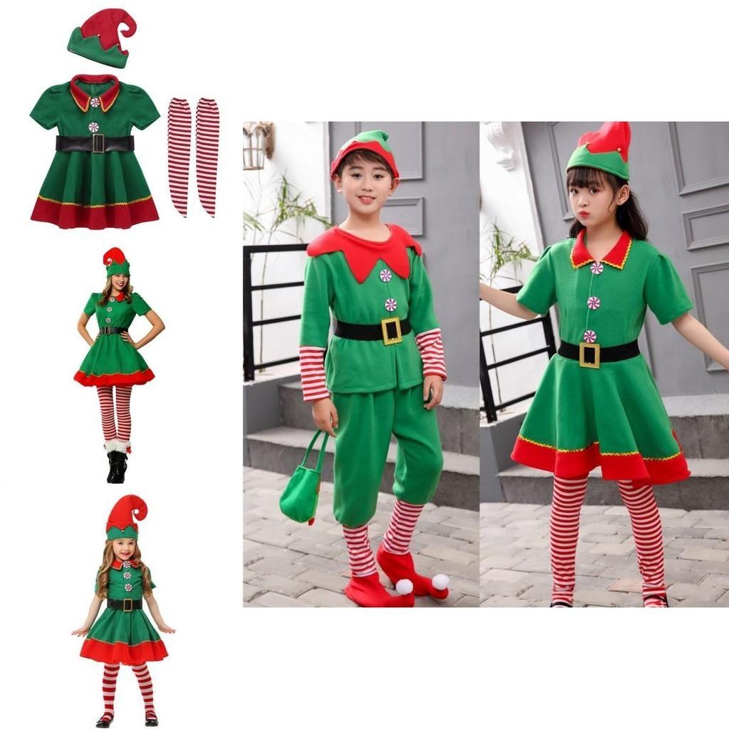 Festive Green Elf Santa Claus Costume For Adults And Kids Perfect For Family Christmas Celebrations