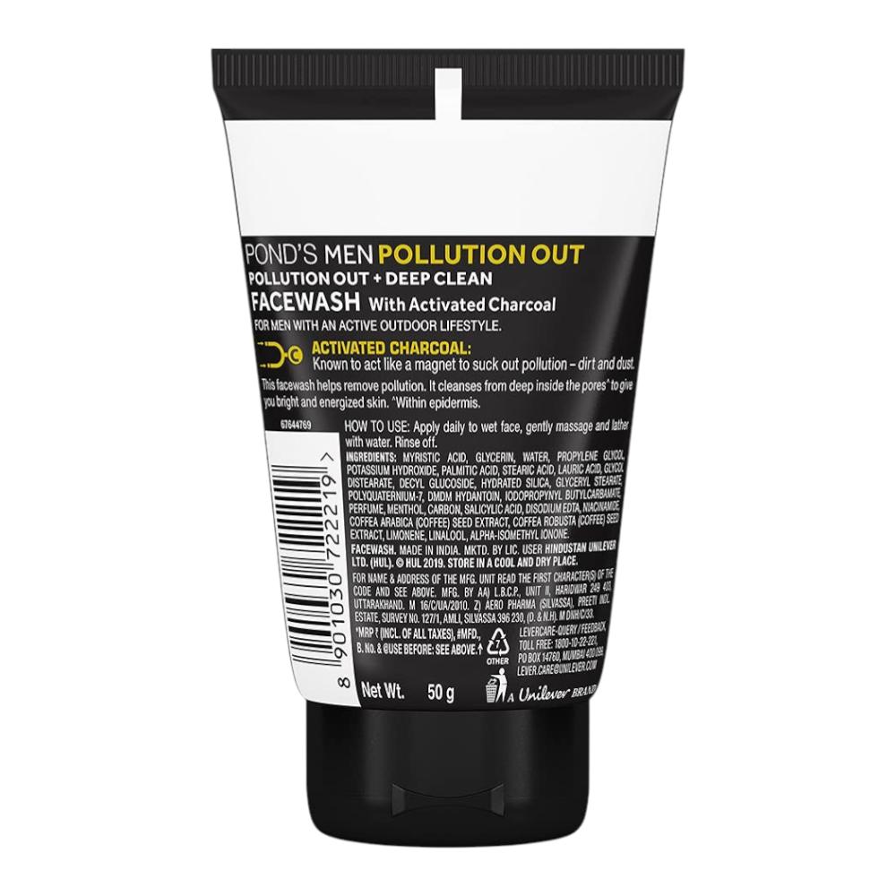POND'S Men Charcoal Face Wash 50g For Deep Pore Cleanse Oil Control Pollution Removal Bright Skin Men’s Outdoor Skincare Daily Use