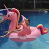 Unicorn Ride Inflatable Pink Swimming Ring with Colorful Wings