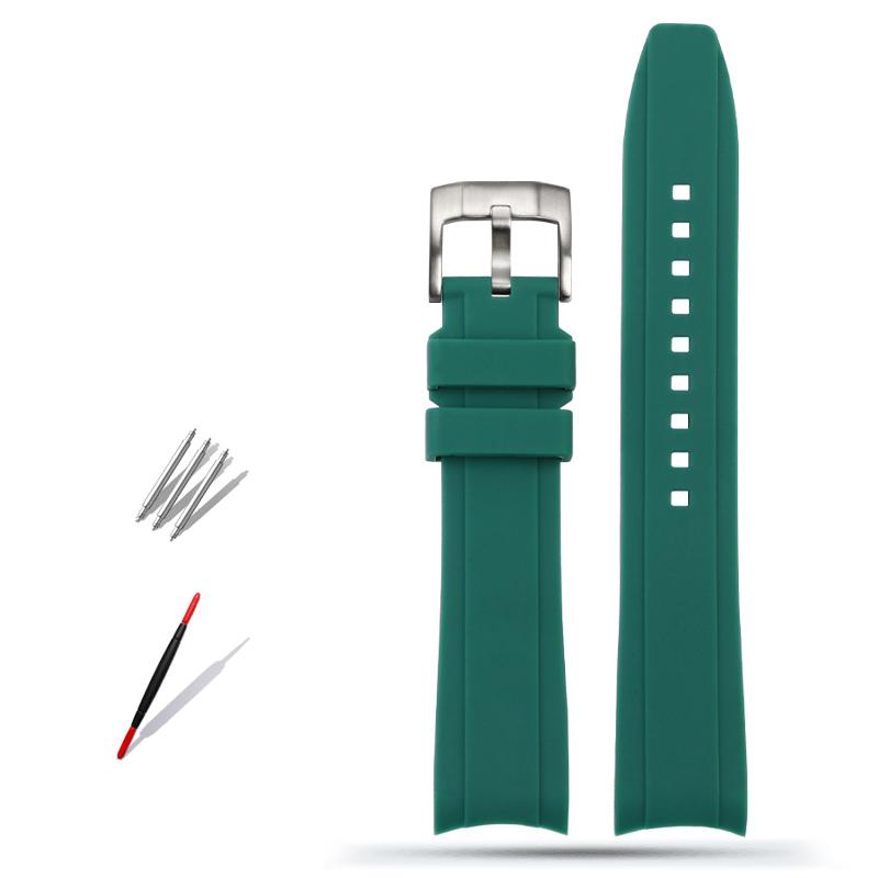 20mm 22mm Curved End Rubber Watchband For Casio Swordfish Seiko Tissot Omega Waterproof Silicone Sport Watch Band Bracelet Strap