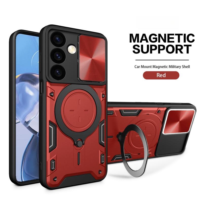 Luxury Shockproof Case For Samsung Galaxy S25 S24 Note 20 Plus Ultra Slide Lens Protector Multi Function Hard Armor Case Funda