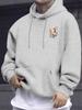 Ukiyo-e Style Auspicious Twin Koi Floral Wave Back Pattern Men Hip Hop Sports Hoodie Long Sleeve Loose Athletic Pullover