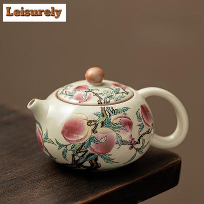 210 ml Retro Ru Kiln Keramik-Teekanne Elegante Neun Pfirsich Xishi Kanne Teekessel mit Filter Oolong-Tee Trinkgeschirr-Kollektion